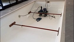 Préparation de la coque avant ponçage. Poussières recuperees > 98%